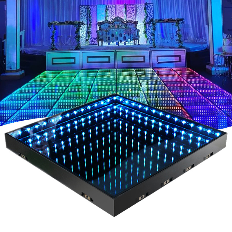 Portable wireless magnetic interactive seven-color abyss light, square dancing DJ floor tile light, wedding party 3D stage light full figure