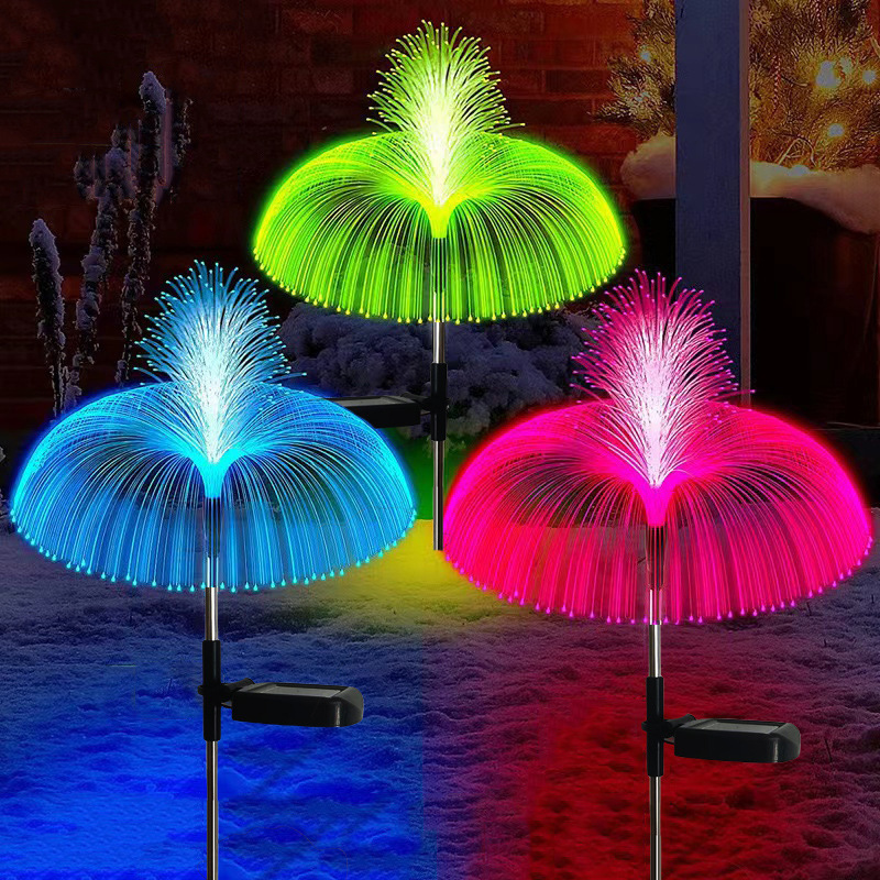 Solar jellyfish light, fiber optic butterfly jellyfish, festival decorative light, courtyard garden, lawn, ground insert light, outdoor waterproof details Picture