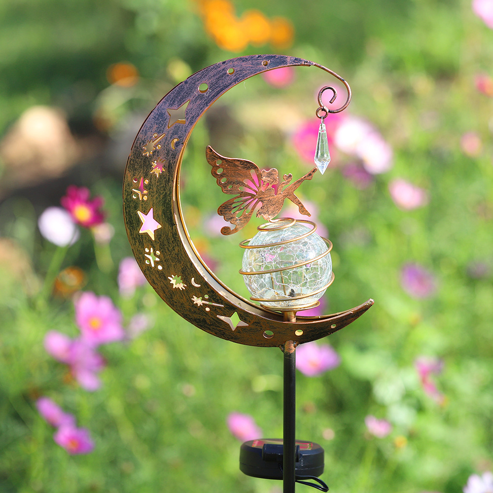 Cross-border bestseller solar moon fairy lamp, cracked glass ground insert lawn lamp, garden outdoor courtyard decorative lamp details Picture