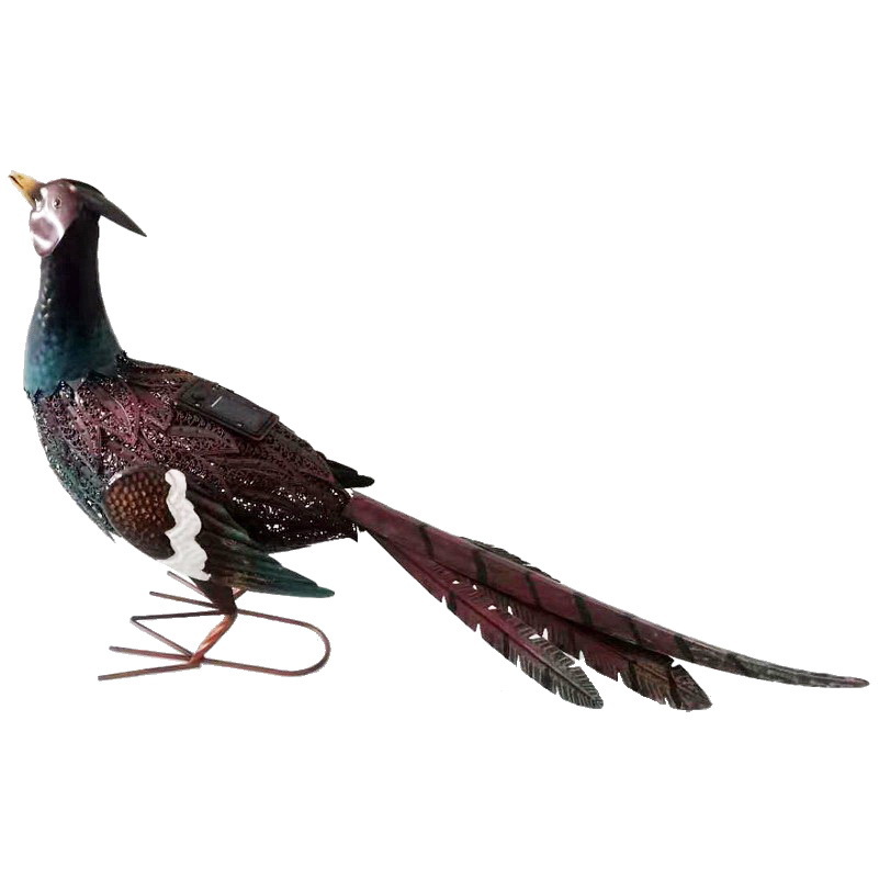 Outdoor solar lamps decorate the garden courtyard with animal statues and ironwork paintings of birds and pheasants for export from the UK and the US Item Picture