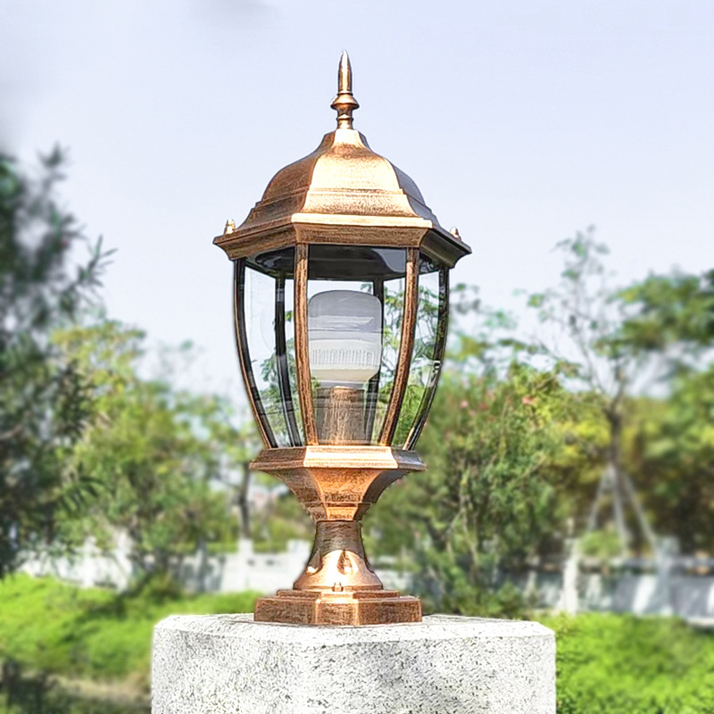 Column head lights, European-style fence lights, villa entrance column lights, outdoor waterproof wall head lights, community courtyard landscape lights Specification drawing