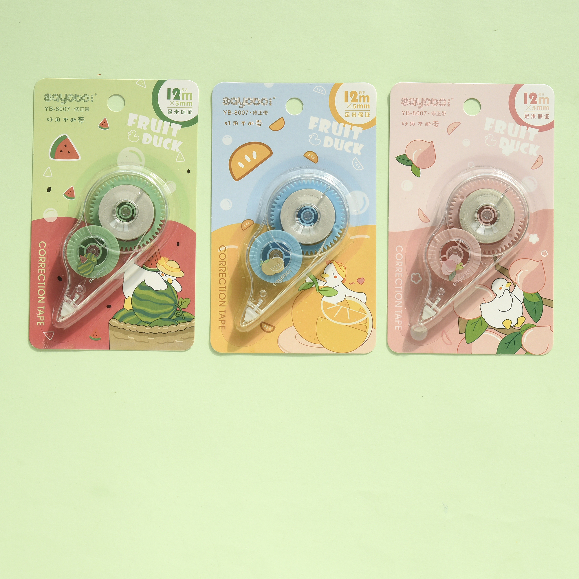 YB-8007 high-quality, large-capacity anti-drop correction tape, 12-meter ultra-thin PET transparent film, easy to use, continuous use, special for students, factory direct sales full figure