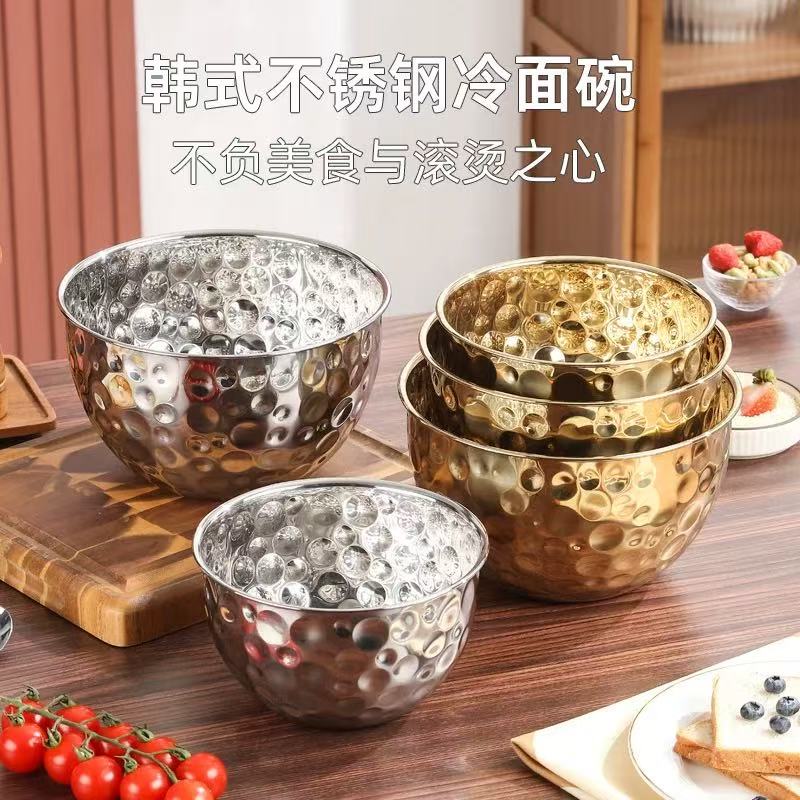 Stainless steel salad basin, cooking basin, household kitchen sink, hammer-patterned soup basin and noodle basin Application Scenario