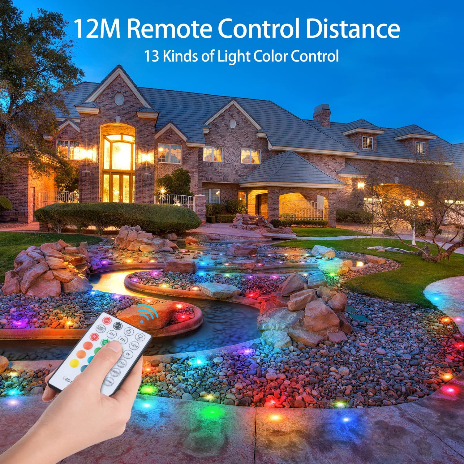 Remote-controlled color buried light, RGB dimming color-changing deck light, 12V low-voltage floor light, step garden light Specification drawing