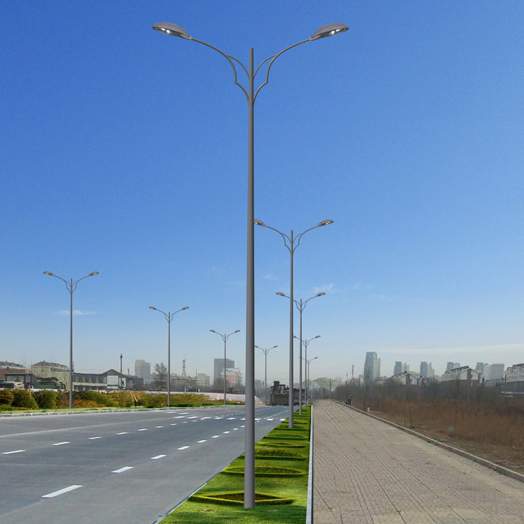 In-stock led road single and double arm municipal power street lamps, 8-meter and 10-meter high and low arm street lamps, 12-meter engineering LED street lamp poles details Picture