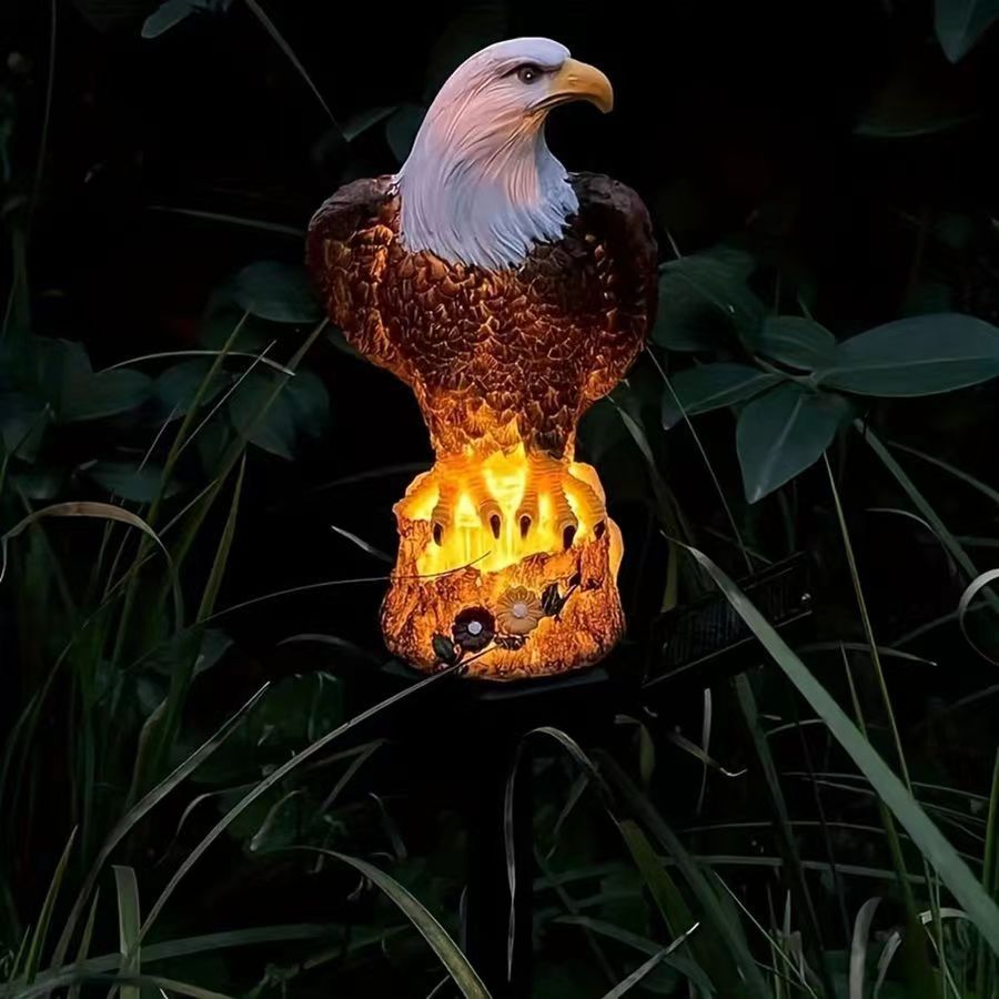 Solar lawn lights, outdoor decorative courtyard lights, garden atmosphere landscape lights, resin creative eagle lights, ground socket lights full figure