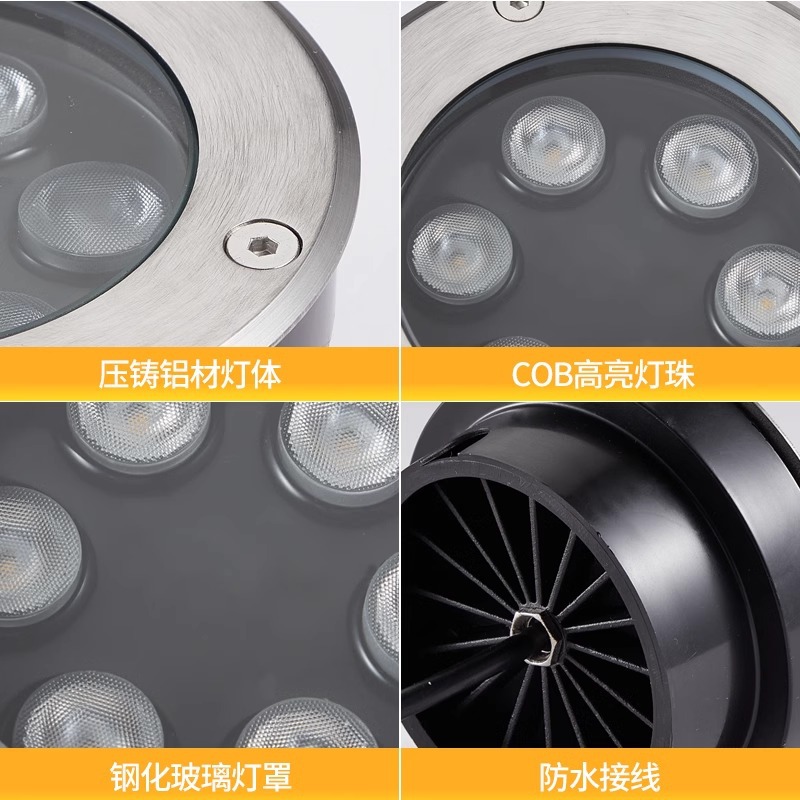 New ultra-thin ground lamp, thin and short led outdoor waterproof circular ground lamp, embedded stainless steel seven-color Specification drawing