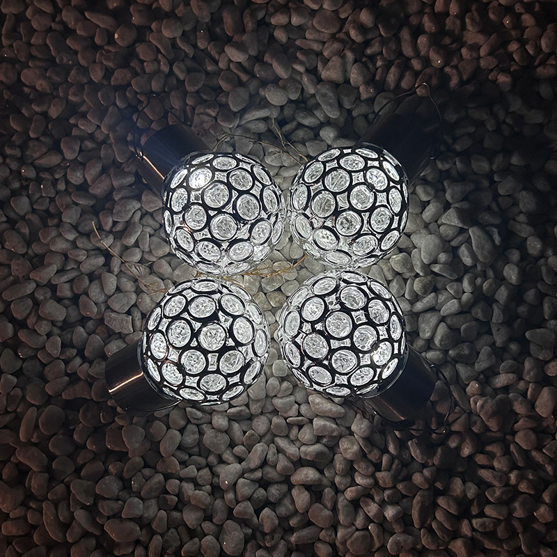 Outdoor solar hollow ball lamp, small hanging ball lamp, seven-color LED solar coated ball small lantern, garden lamp Specification drawing