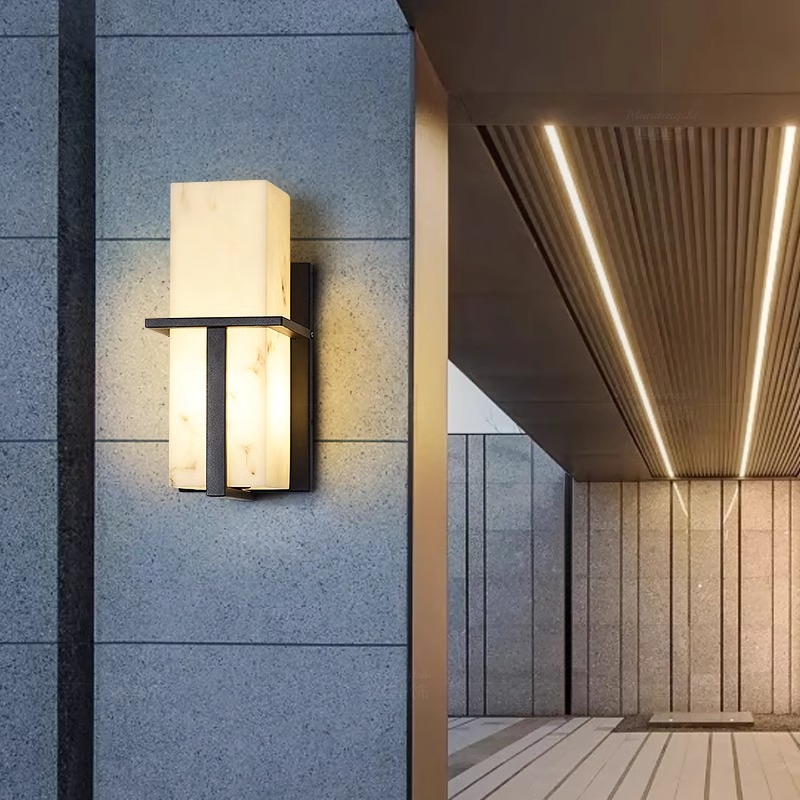 Modern and simple outdoor door wall lamps, courtyard balcony outdoor waterproof garage door lamps, terrace faux marble wall lamps Specification drawing