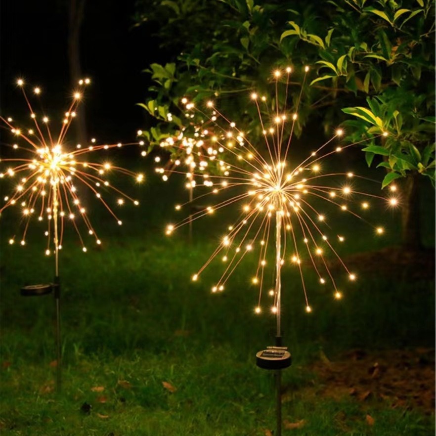 E-commerce cross-border solar smoke lanterns, outdoor waterproof courtyard garden lawn lights, ground plug lights, LED copper wire colored lights details Picture