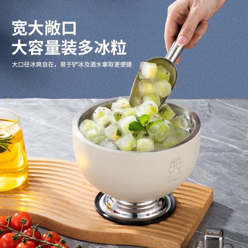 Top-tier stainless steel ice cube buckets, creative KTV and bar beer chilled buckets, champagne buckets, household fruit and snack buckets Application Scenario