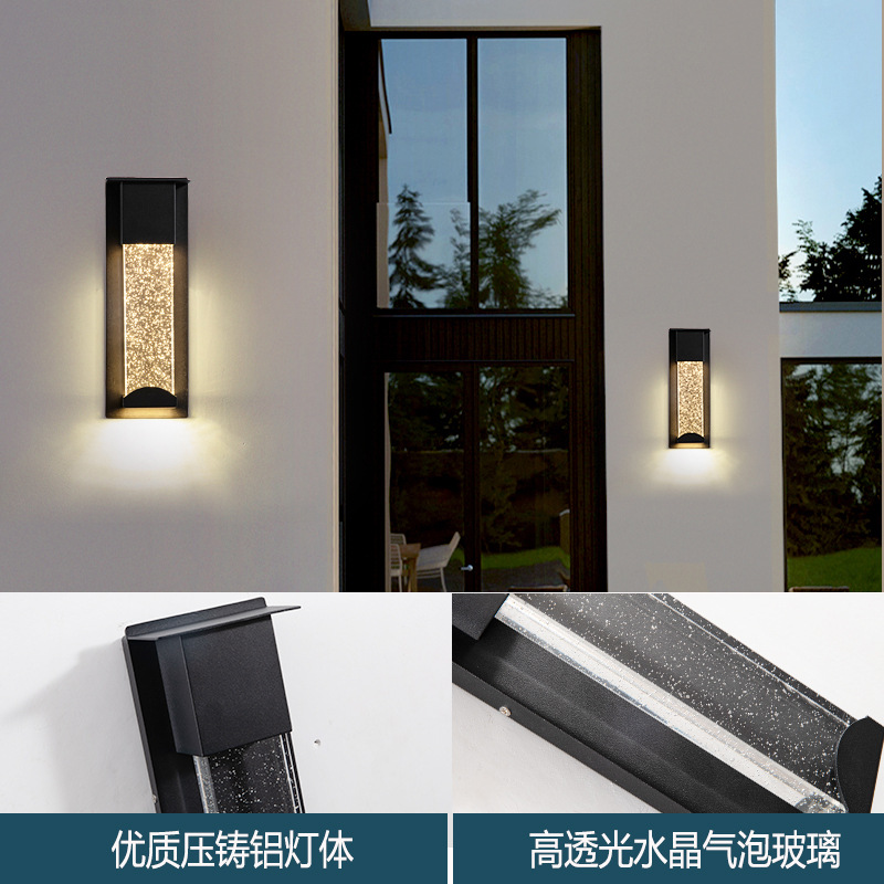 Outdoor crystal wall lamps, waterproof balcony corridor passageway lamps, villa lamps, courtyard gate entrance lamps, simple LED sensor lights Application Scenario