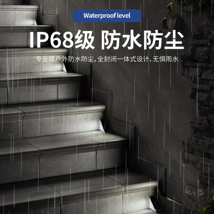 LED solar step lights, light-controlled outdoor staircase lights, waterproof courtyard atmosphere lights, fence lights, no wiring required Item Picture