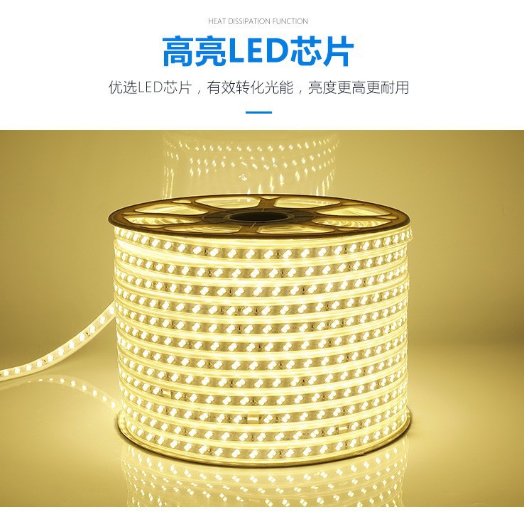 Outdoor community waterproof high-voltage light strip 5730 dual-color camping lighting strip, high-brightness copper wire led light strip Specification drawing
