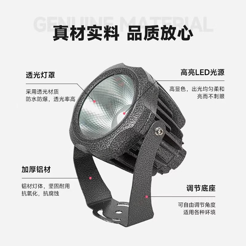 led outdoor waterproof spotlights, doorplate, lawn, courtyard, park tree lights, ground insert lights, cob tree lights, landscape spotlights Application Scenario