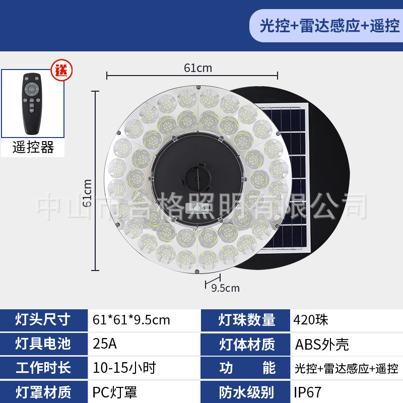 Rural solar garden lamps, outdoor solar lamps, landscape lamps, mobile flying saucer sensor lighting street lamps, cross-border Application Scenario