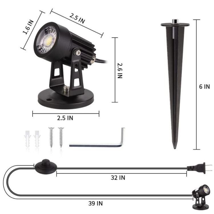 3w floor lamp, 5wLED foot-operated switch spotlight, 1.8-meter garden lamp, three-color switchable small spotlight full figure