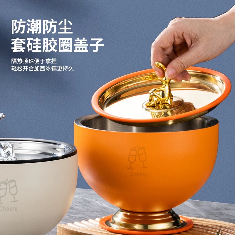 Top-tier stainless steel ice cube buckets, creative KTV and bar beer chilled buckets, champagne buckets, household fruit and snack buckets Specification image