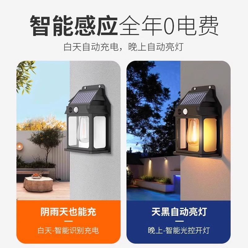 Solar sensor light, outdoor waterproof, villa garden, entrance door, led atmosphere, courtyard garden, fence, wall lamp Application Scenario