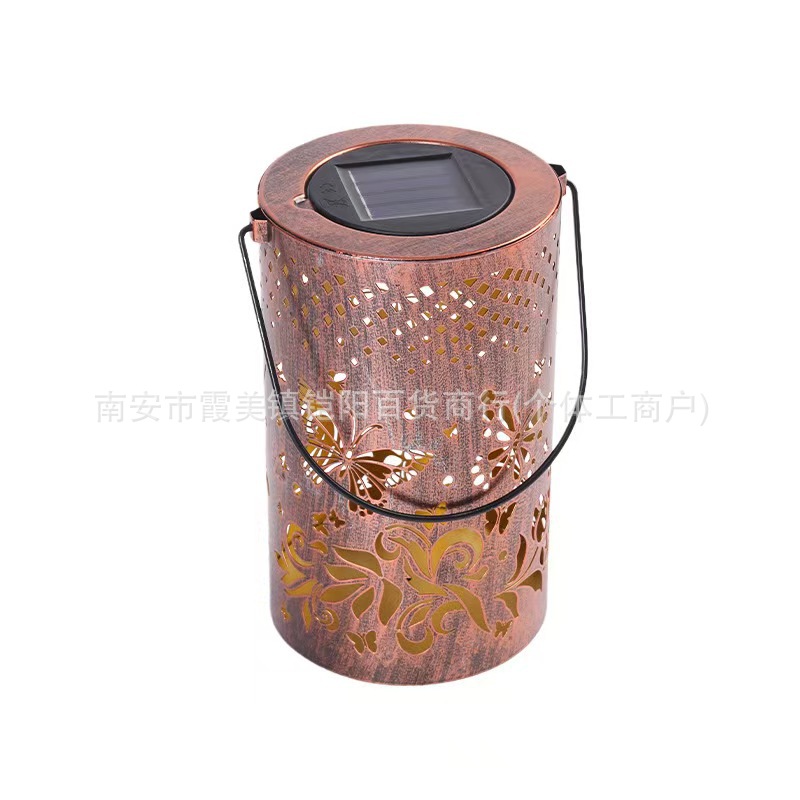 Cross-border new products: European and American style courtyard night scene lights, hollowed-out projection garden landscaping, outdoor waterproof iron art lanterns, butterflies Item Picture