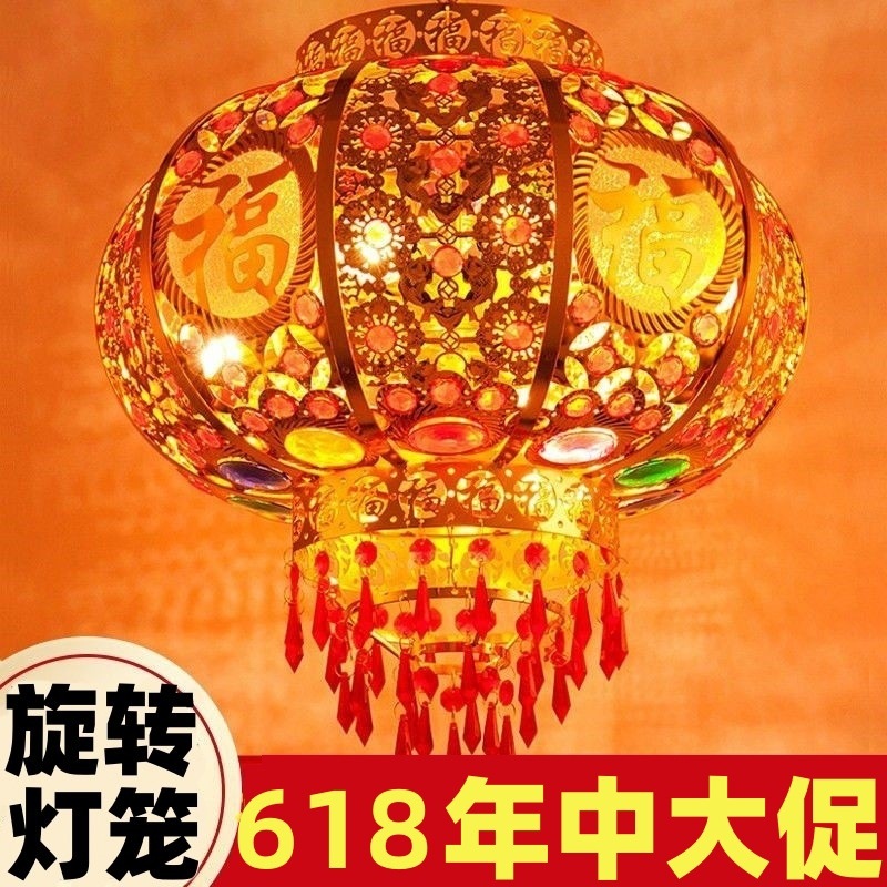 2025 New Year rotating red lantern gate, high-end Spring Festival lantern, revolving lantern, seven-color balcony lantern details Picture