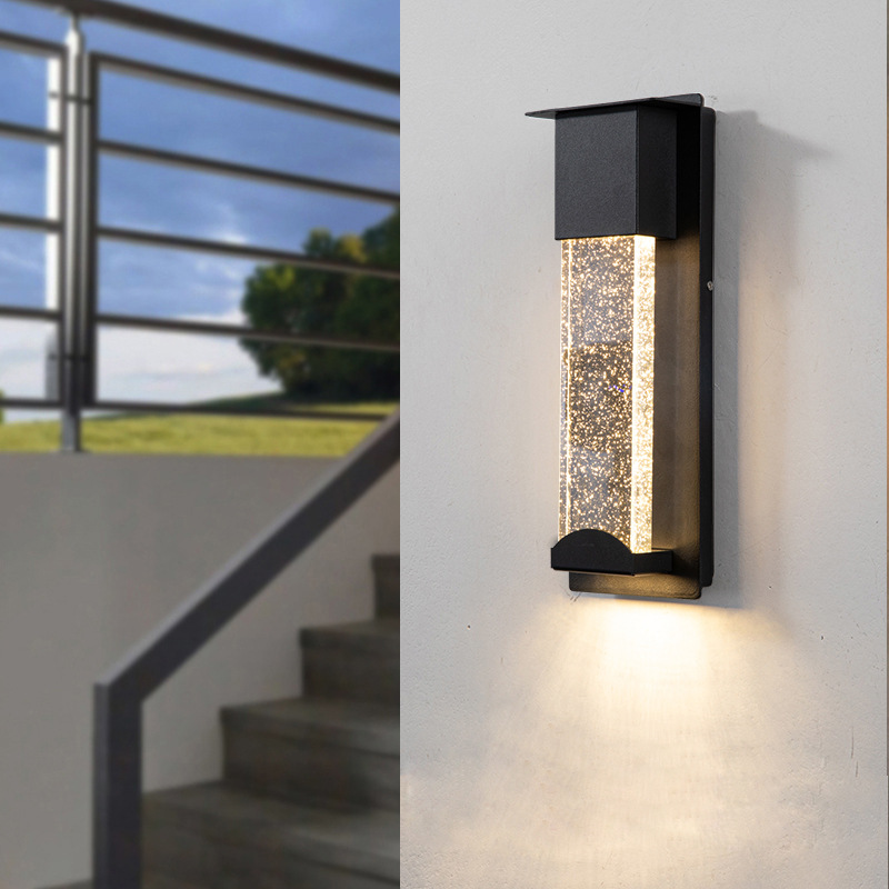 Outdoor crystal wall lamps, waterproof balcony corridor passageway lamps, villa lamps, courtyard gate entrance lamps, simple LED sensor lights full figure