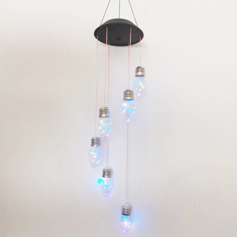 Solar wind chime lamp, 48-color solar bulb, wishing bottle, outdoor decoration, solar courtyard pendant lamp Item Picture