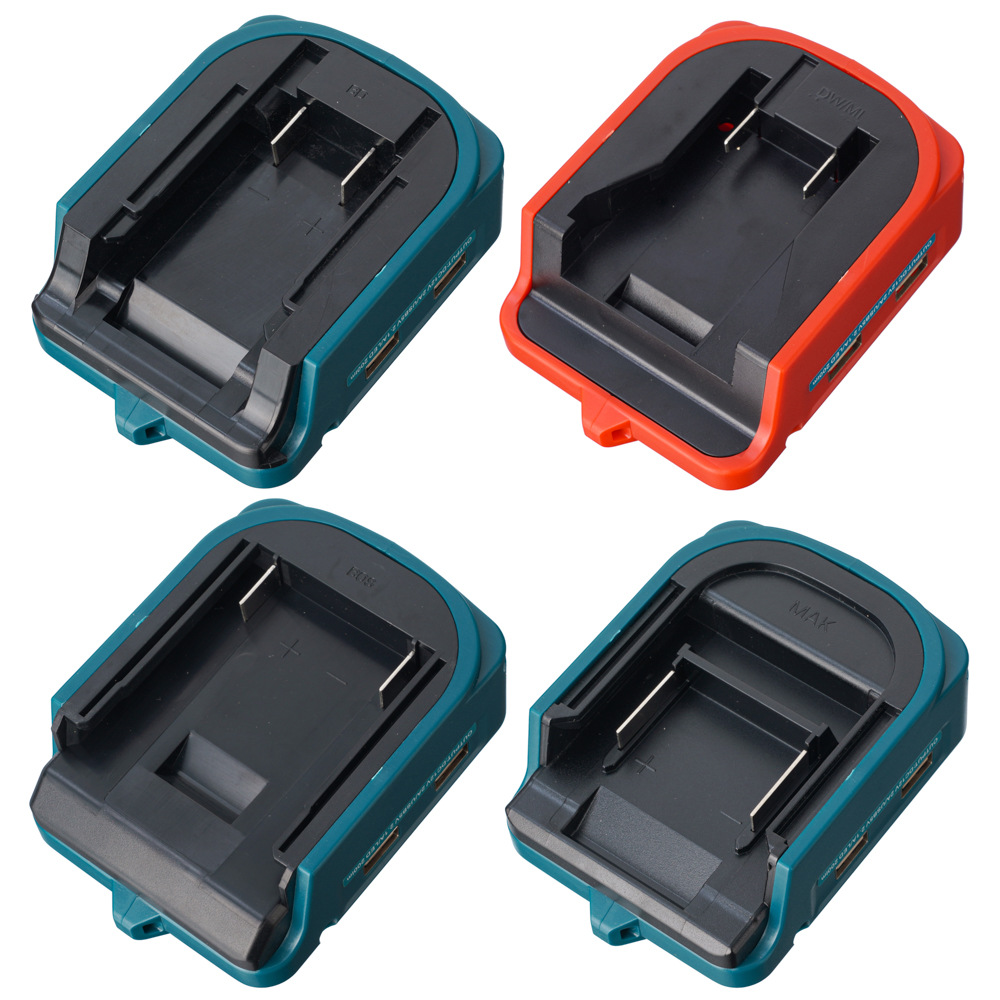 Compatible with Makita Dewei, Dr. Mivoch, Black & Decker battery interface, back clip 14V-18V USB converter with light Item Picture