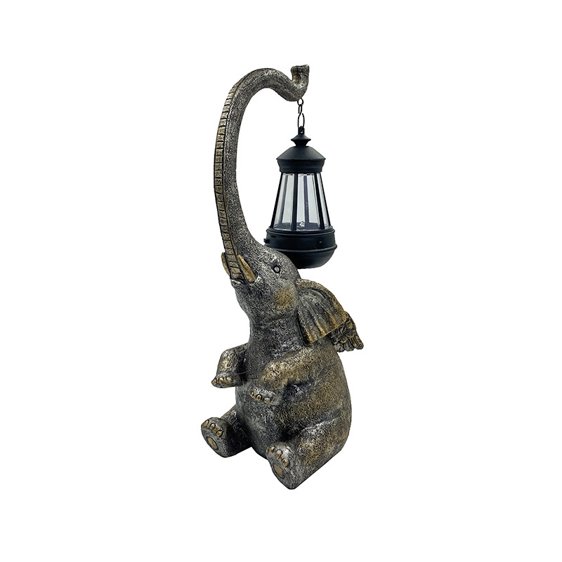 Amazon outdoor solar resin lamps, elephant statue ornaments, courtyard garden statues, decorative resin handicrafts Item Picture