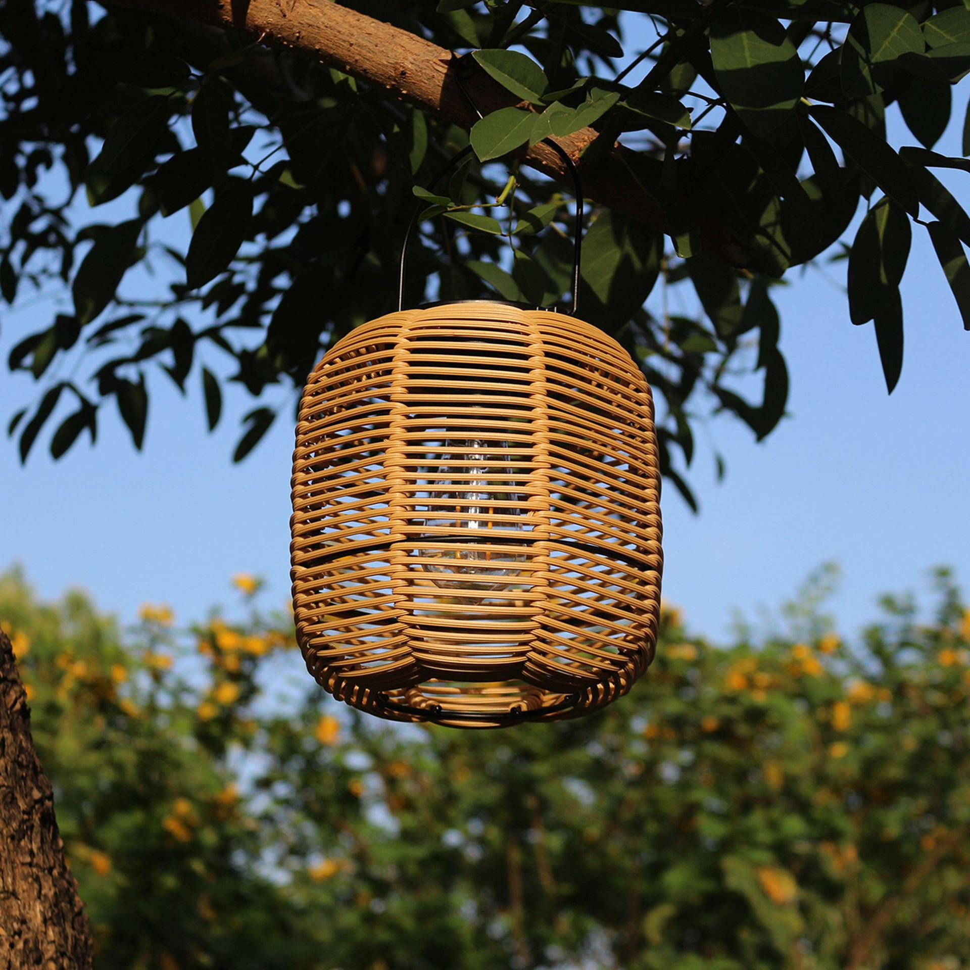 Cross-border solar imitation rattan woven lanterns, outdoor waterproof hanging lights, ambient lights, small lanterns, courtyard decorative lights, projection lights Specification drawing