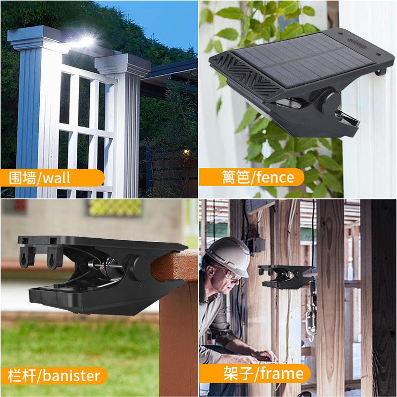 New solar LED courtyard garden clip lamp, human-sensing ultra-bright garden wall lamp, emergency lighting Application Scenario