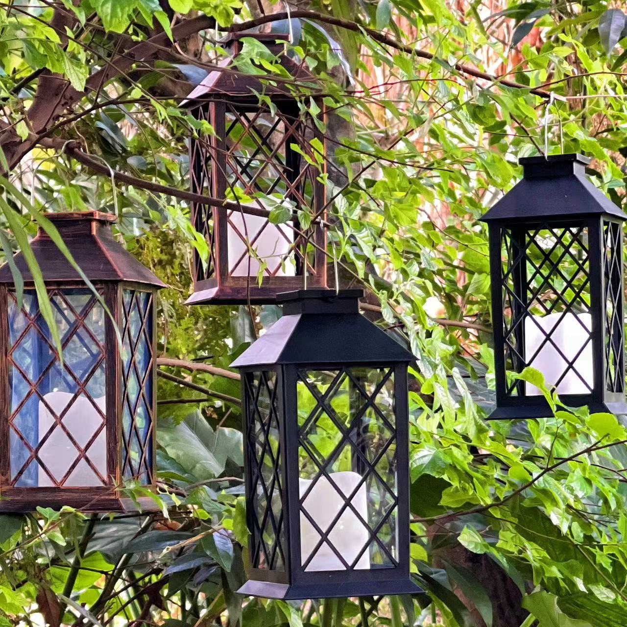 Solar candles, wind lamps, candle palace lamps, outdoor waterproof garden lamps, decorative chandeliers, antique lanterns, Internet red lights Specification drawing