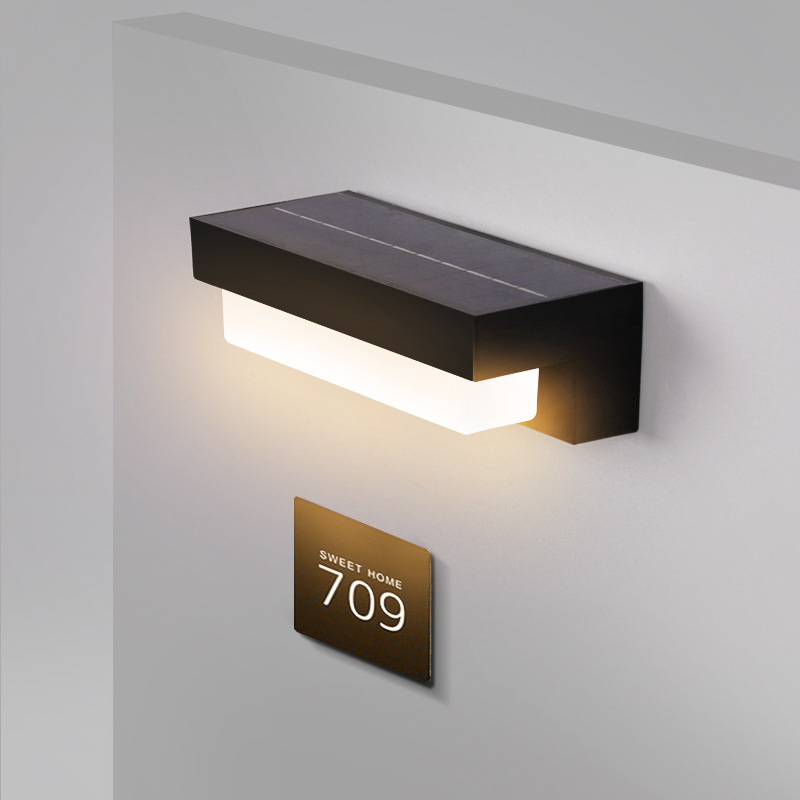 Cross-border solar wall lamps, outdoor wall lamps on both sides of the main gate, courtyard fence, waterproof doorplate, storefront, wall-mounted wall lamps full figure