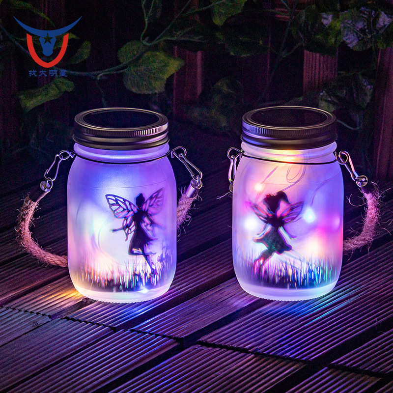 Solar Mason bottle light, LED fairy color light, outdoor garden lawn light, ground socket fairy Mason bottle light details Picture