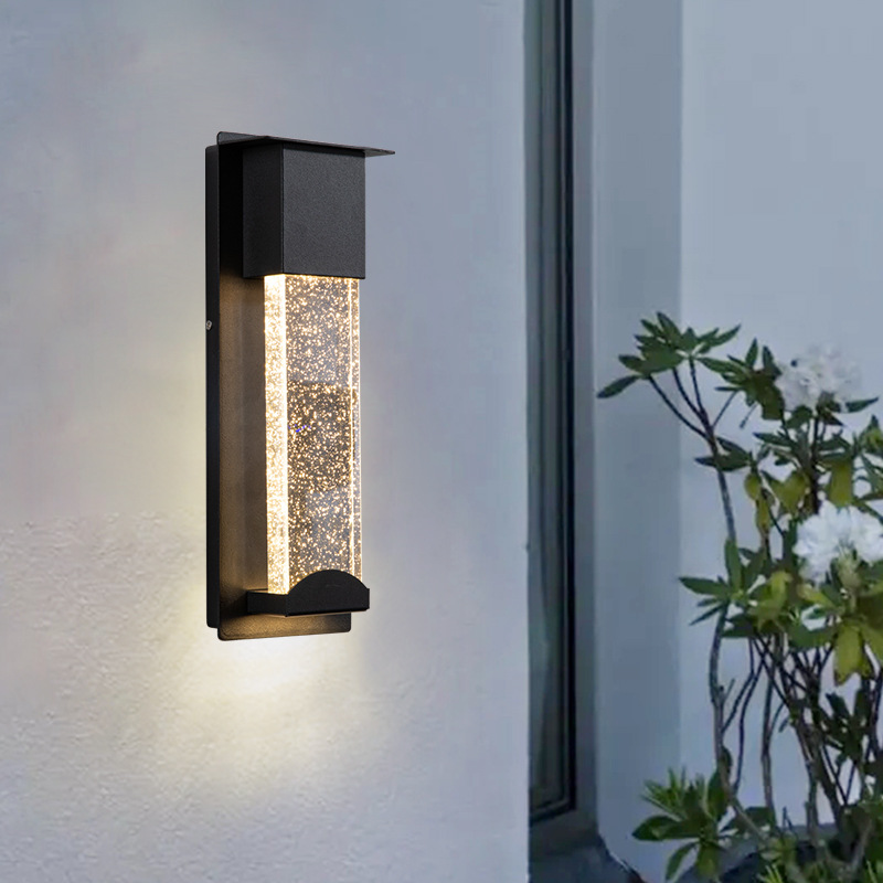 Outdoor crystal wall lamps, waterproof balcony corridor passageway lamps, villa lamps, courtyard gate entrance lamps, simple LED sensor lights details Picture