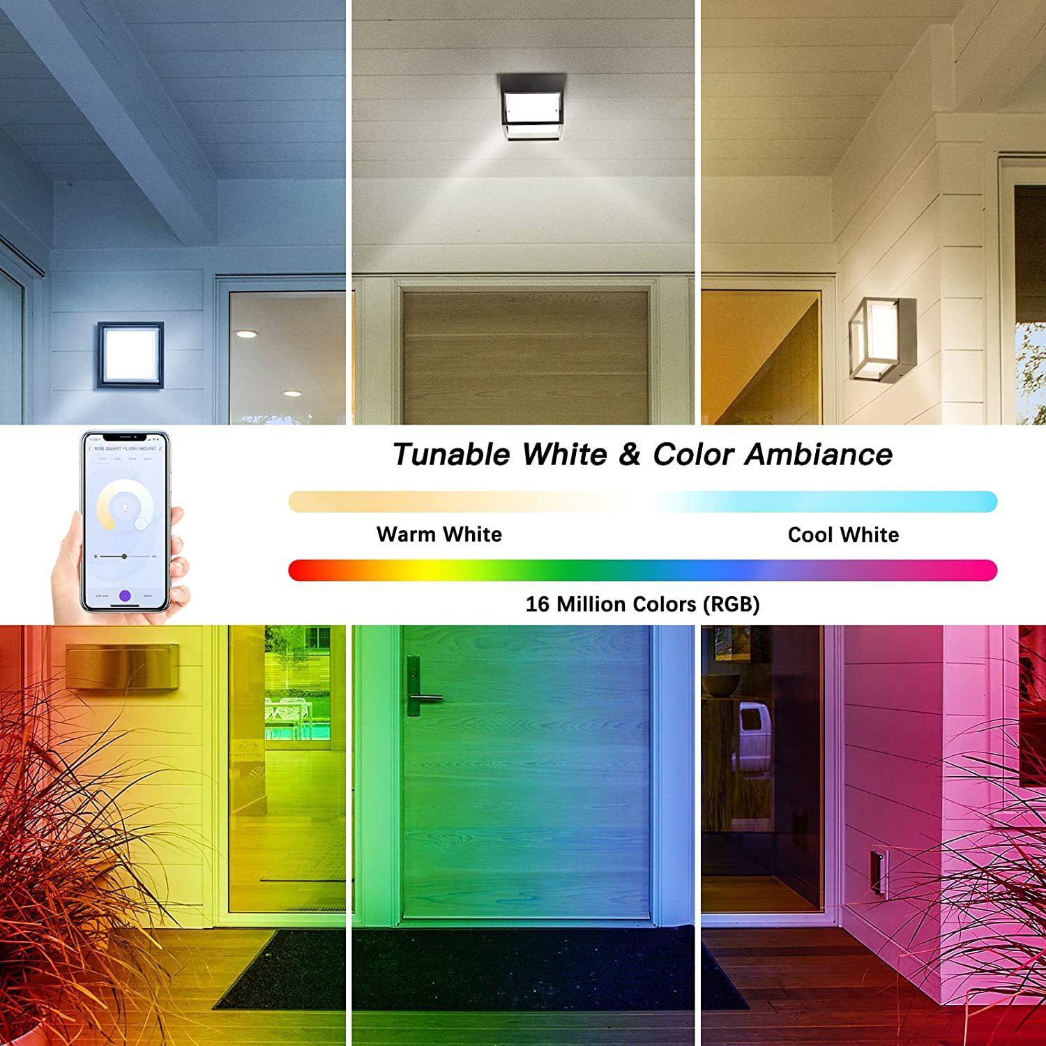 Cross-border Tuya Graffiti Smart Outdoor Decorative Wall Lamp Adjustable color-changing Ambient Light RGBWWCW Waterproof Wall lamp Specification drawing