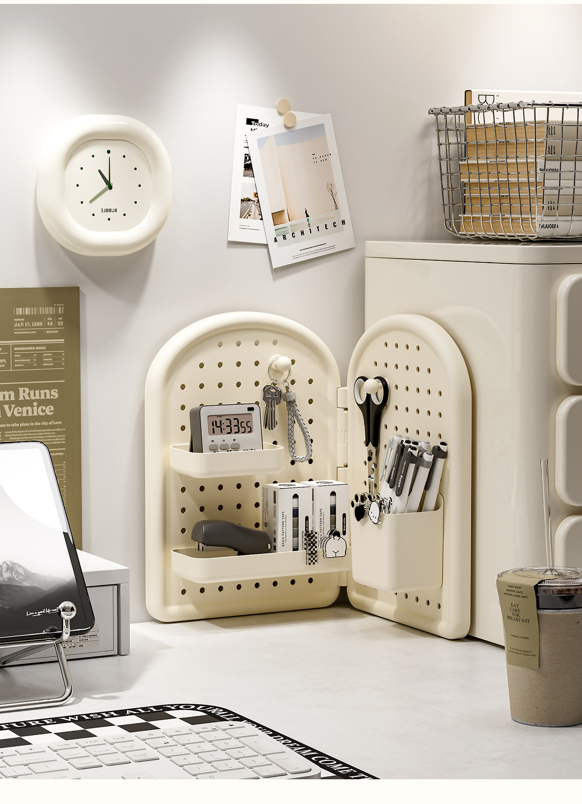 创意DIY家用角落洞洞板置物架，墙上免打孔收纳架，墙角摆放架817详情12