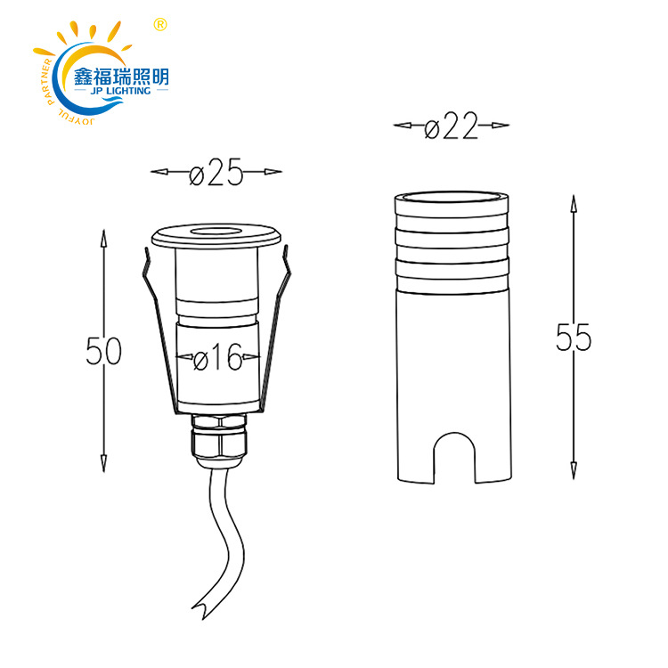 Cross-border customizable buried light, black embedded anti-glare outdoor park small LED mini buried light Specification drawing