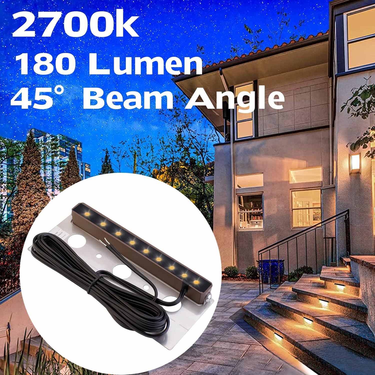 New high-power staircase lights, outdoor waterproof step lights, LED step lights, courtyard decorative landscape lights, and railing lights details Picture