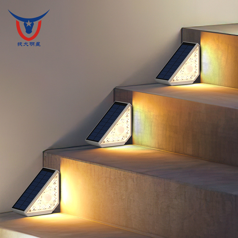 Wholesale of induction solar step lights, waterproof step lights, stair treads, balcony and garden solar corner lights Specification drawing