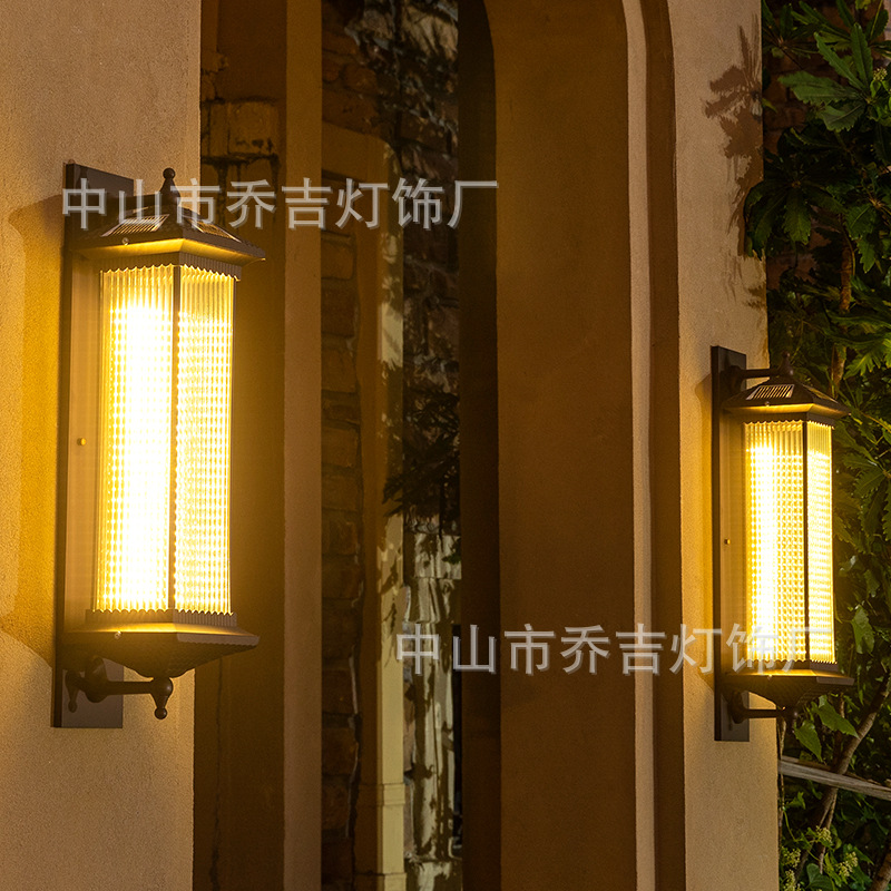 Solar wall lamps, Chinese-style household outdoor, outdoor terrace wall, garden villa waterproof led courtyard lamps, super bright details Picture
