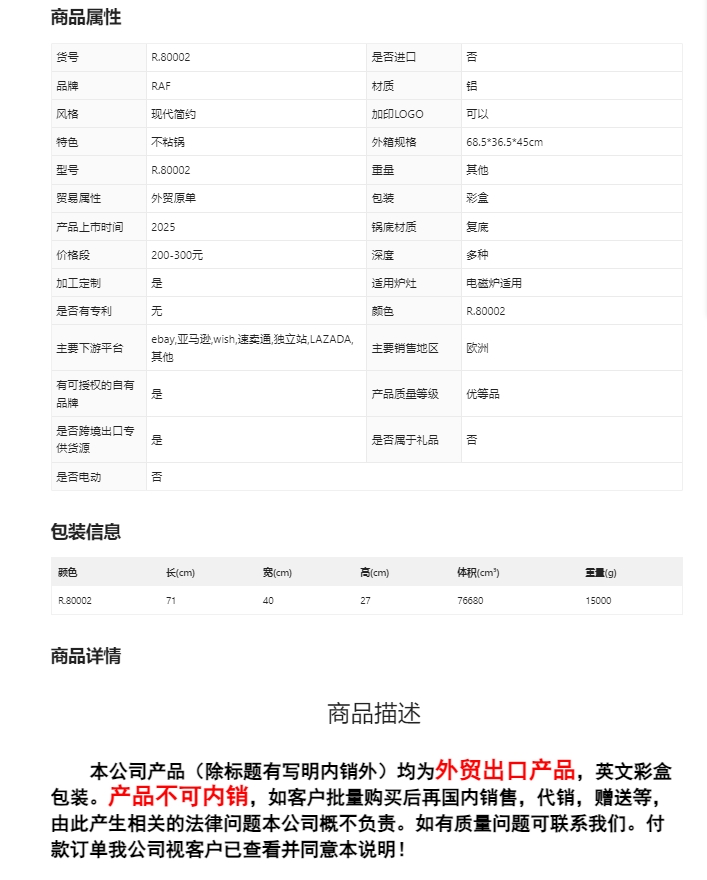 RAF跨境家用炒锅锅具不粘平底炒锅套装易清洁电磁炉煤气灶通用详情1