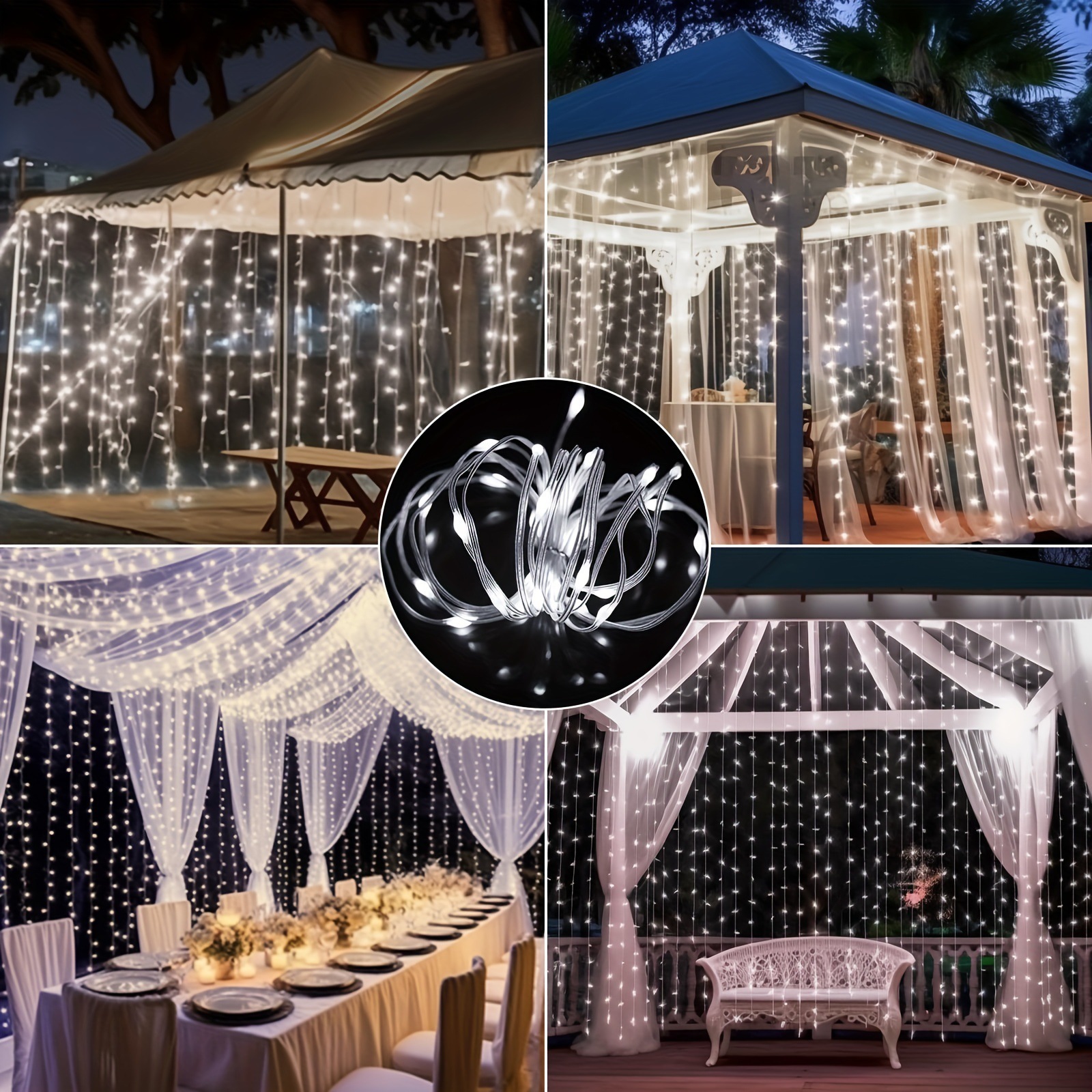 Upgraded 300LED Curtain Lights, Battery Operated,,10FTx10FT details Picture