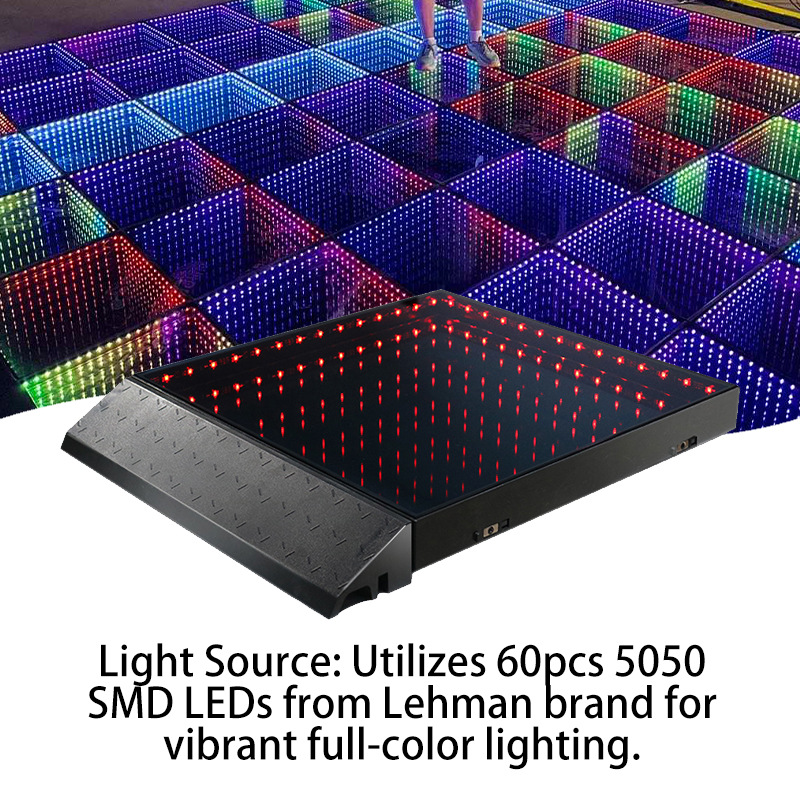 Portable wireless magnetic interactive seven-color abyss light, square dancing DJ floor tile light, wedding party 3D stage light details Picture
