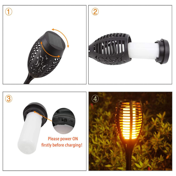 Cross-border outdoor solar flame lamp 12LED, courtyard insert ground, park lawn, villa decorative landscape lamp, waterproof Specification drawing