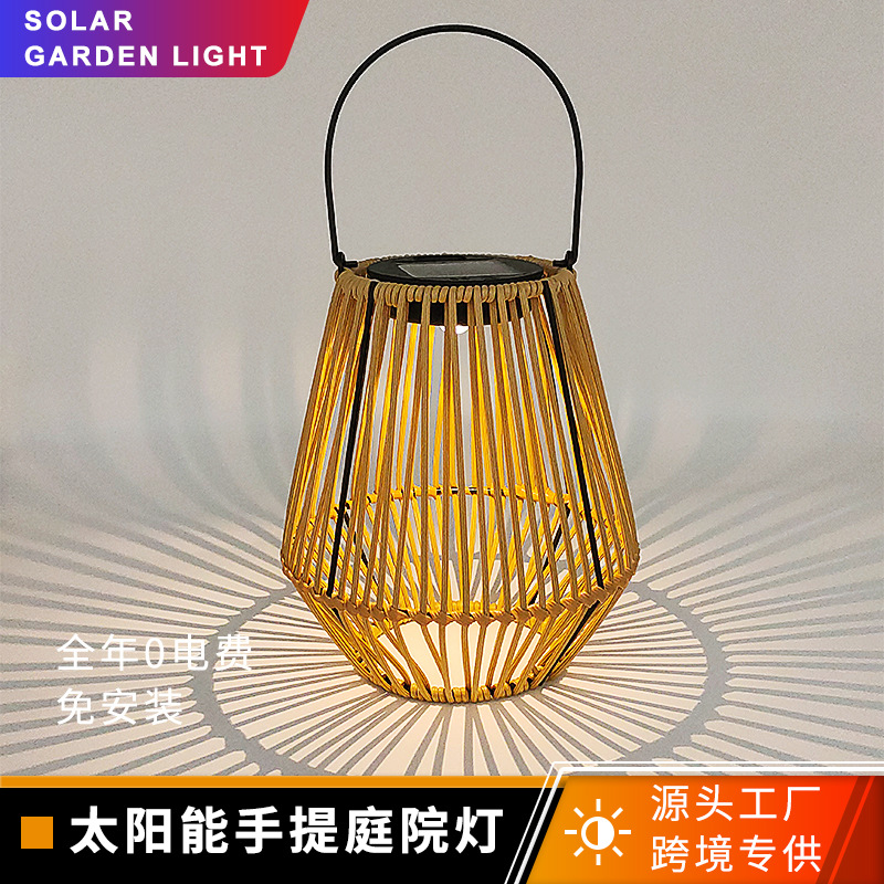 New solar-powered rattan-like woven garden lamp for outdoor camping, home courtyard, garden, pavilion, restaurant and led courtyard full figure