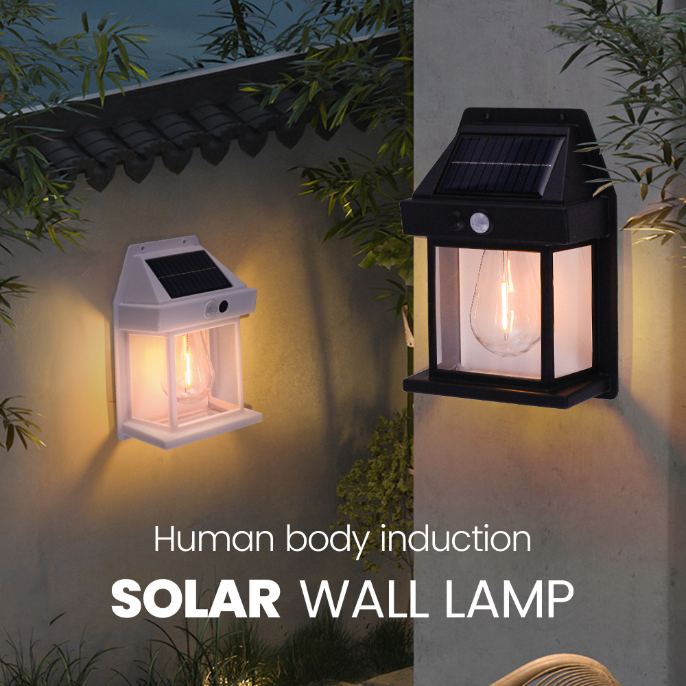 Cross-border new products: solar wall lamps, warm night lights, human body sensing, waterproof solar tungsten filament lamps for villas full figure