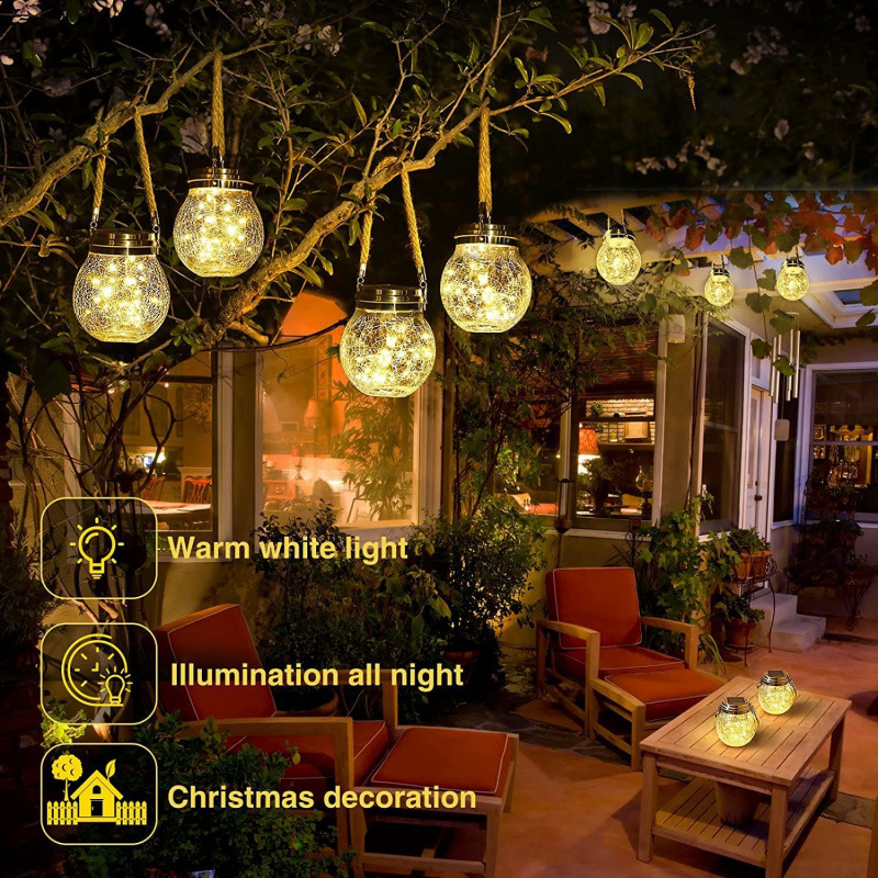 Solar glass bottle outdoor waterproof garden lamp, household wall lamp, balcony villa garden landscape lamp, decorative lamp factory Specification drawing