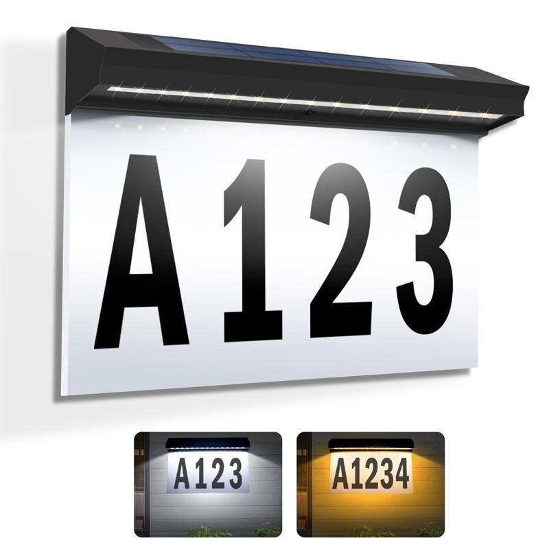 Amazon Solar doorplate light, outdoor waterproof 30LED digital wall-mounted address number plate, entrance courtyard light full figure
