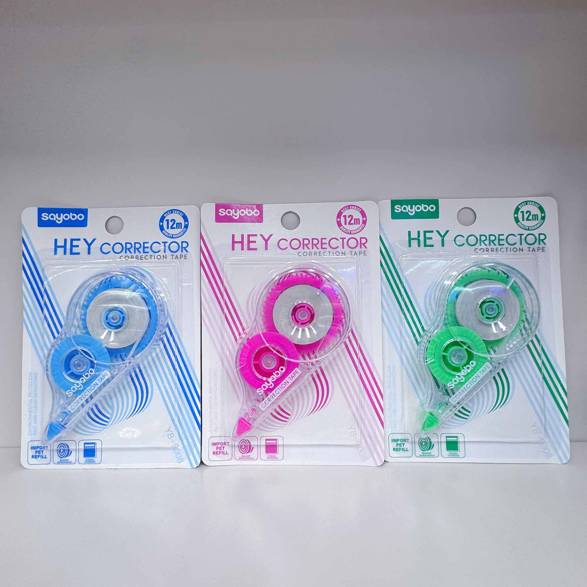 YB-9008 high-quality, large-capacity anti-drop correction tape, 12-meter ultra-thin PET transparent film, easy to use, continuous use, special for students, factory direct sales Item Picture